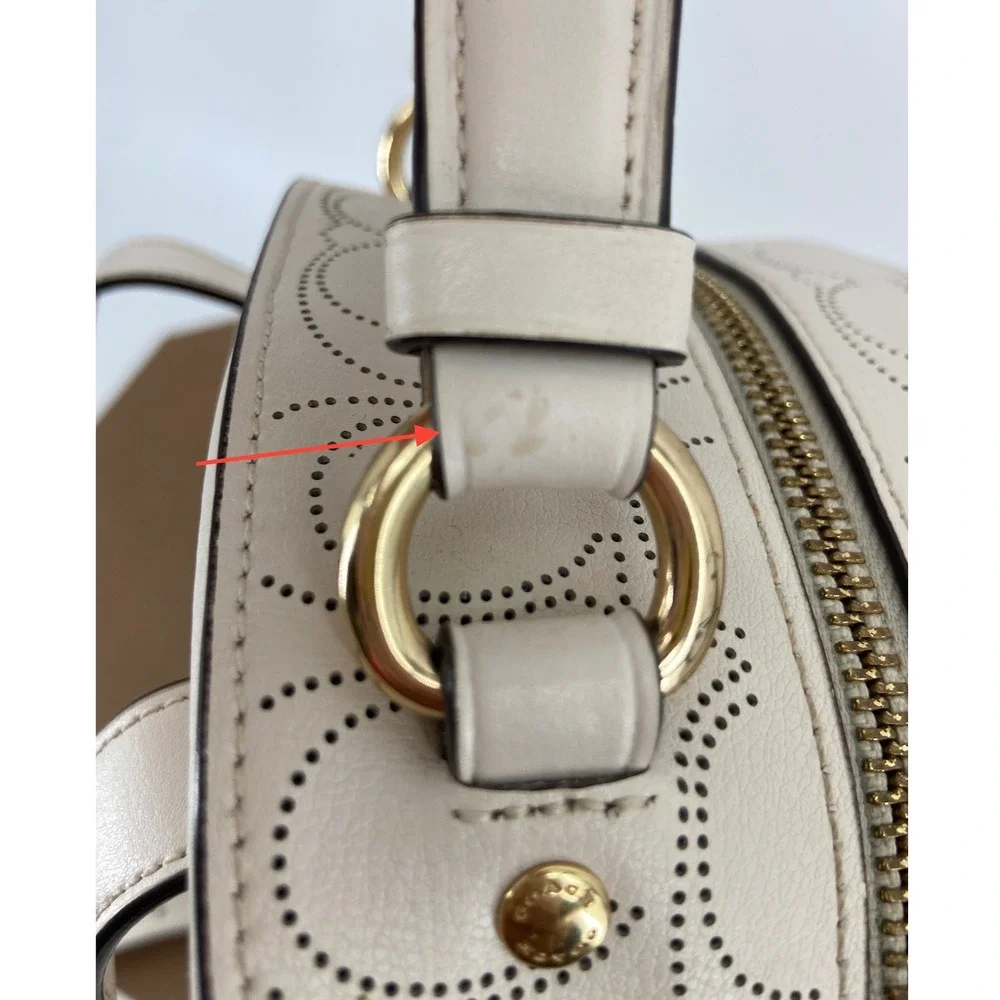 Coach Jordyn Backpack Chalk White Perforated Signature Leather Bag F72645